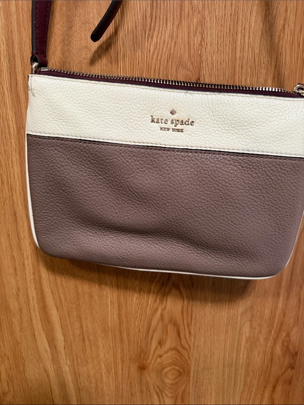 kate spade White, Taupe & Burgundy Leather Colorblock Crossbody